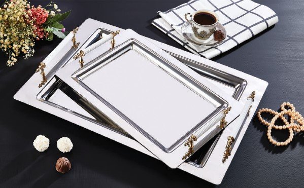 Saray White Gold 2 piece Tea Tray