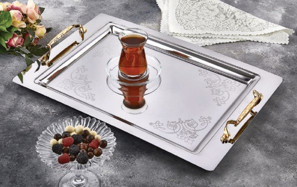 Saray Laser Gold Handled Tray